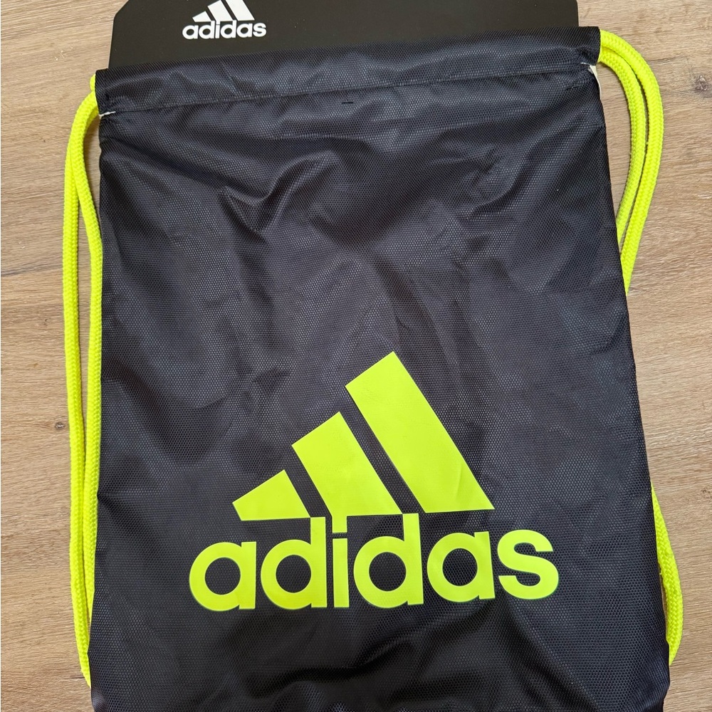 Adidas Black and Neon Yellow Gym Sack